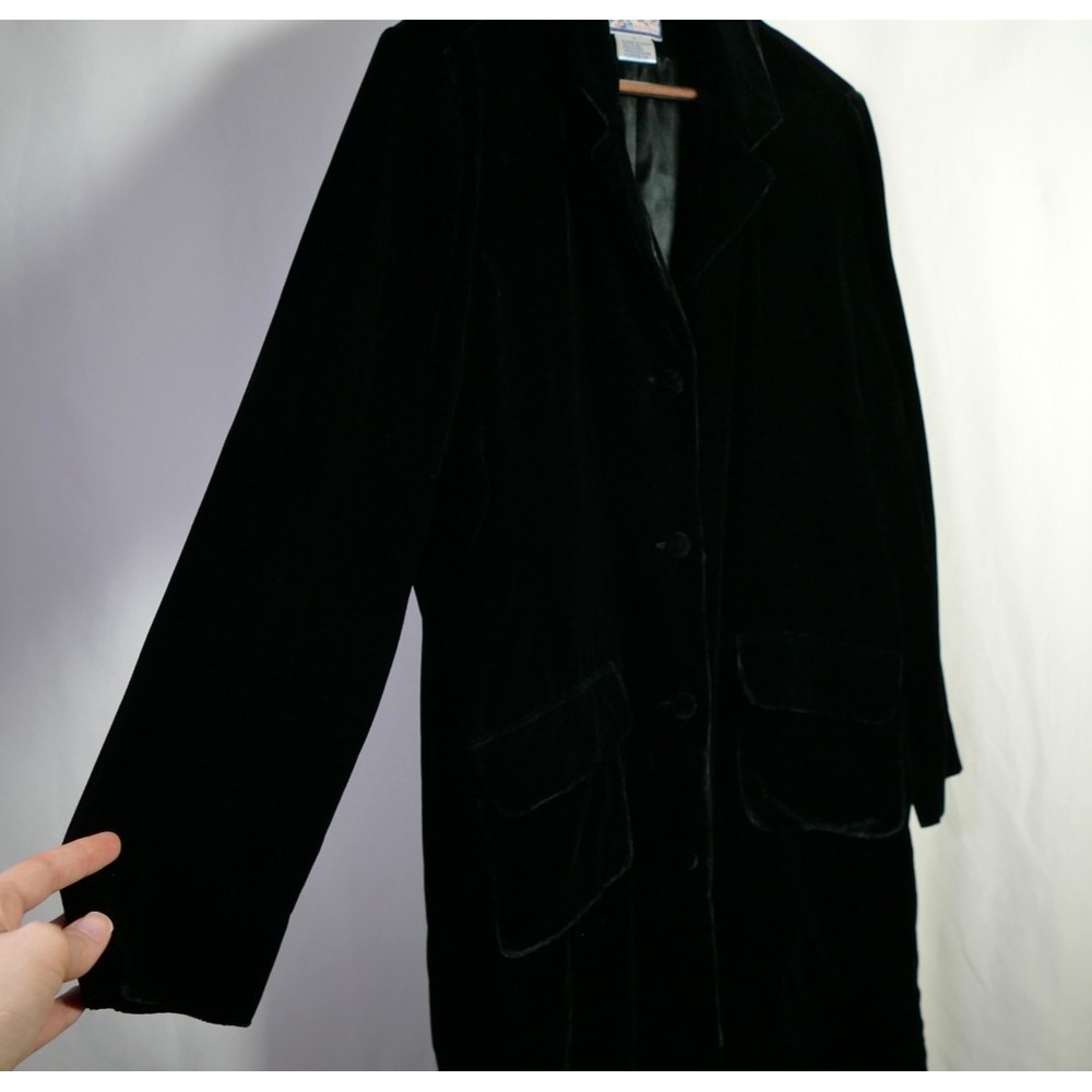 April Cornell Whimsigoth Velvet Duster Long Jacket Size L Silk Blend Event Goth